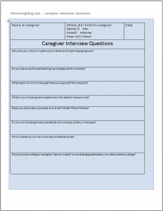 Caregiver interview questionnaire preview