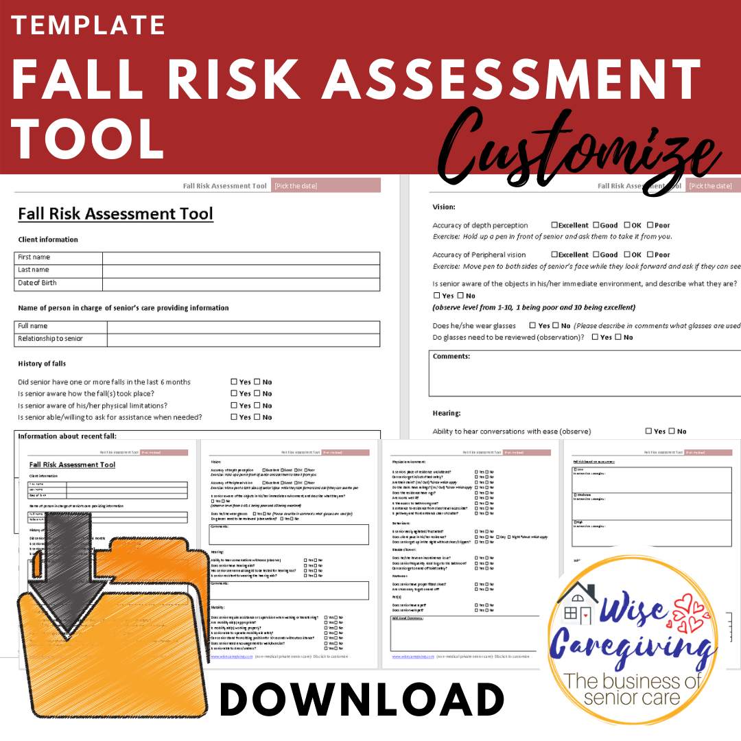 Short Fall Risk Worksheet Fall risk assessment tool template-wise caregiiving - Wise Caregiving®
