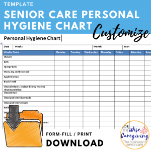 Senior care personal hygiene chart template