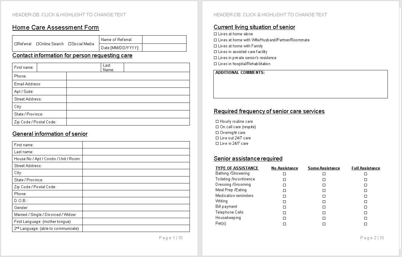 Home Care Form.pdf - Wise Caregiving®