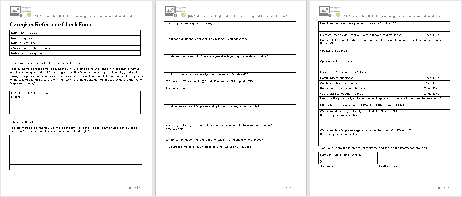 caregiver reference check-full preview sample - Wise Caregiving®