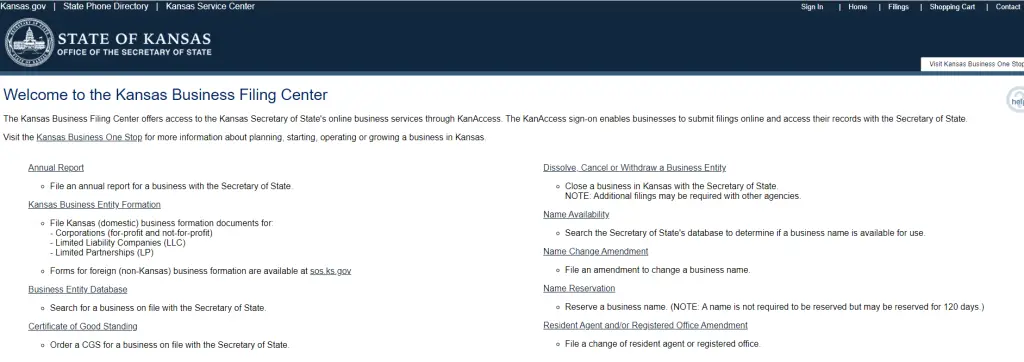 Kansas Business Information