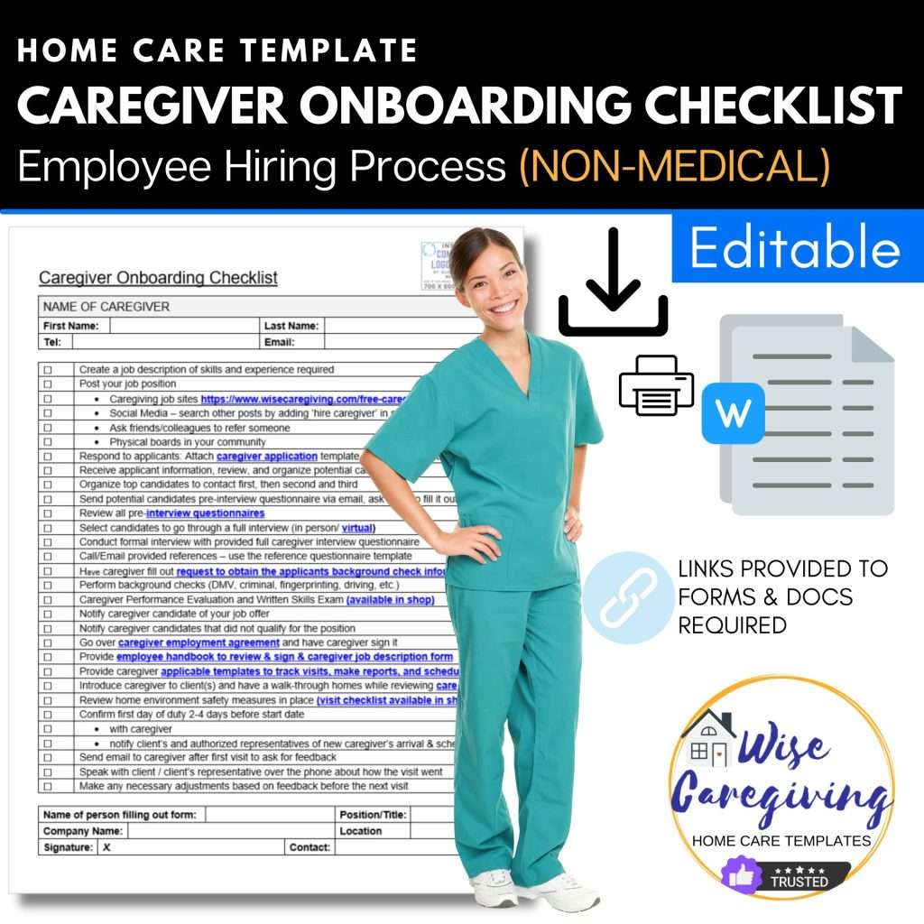 caregiver onboarding checklist template-home care