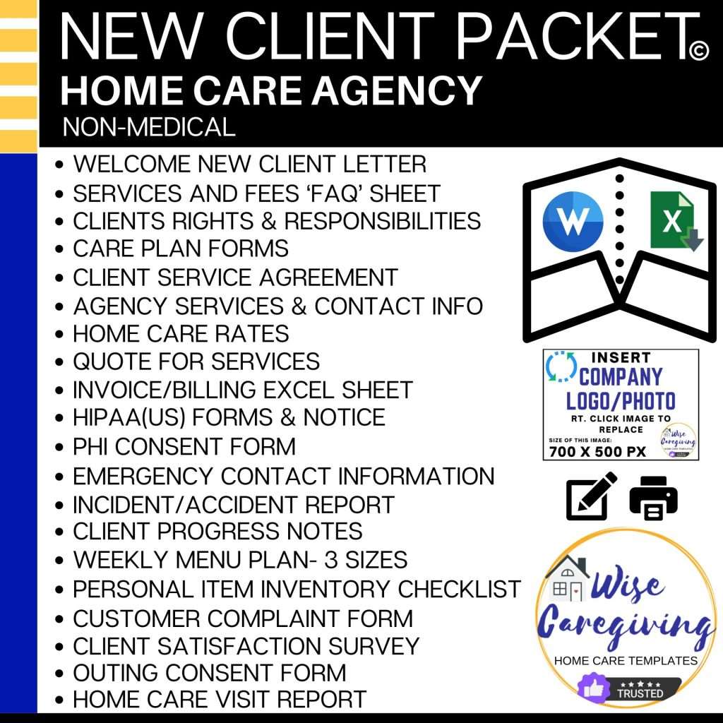 Home Care Agency New Client Packet Template Bundle