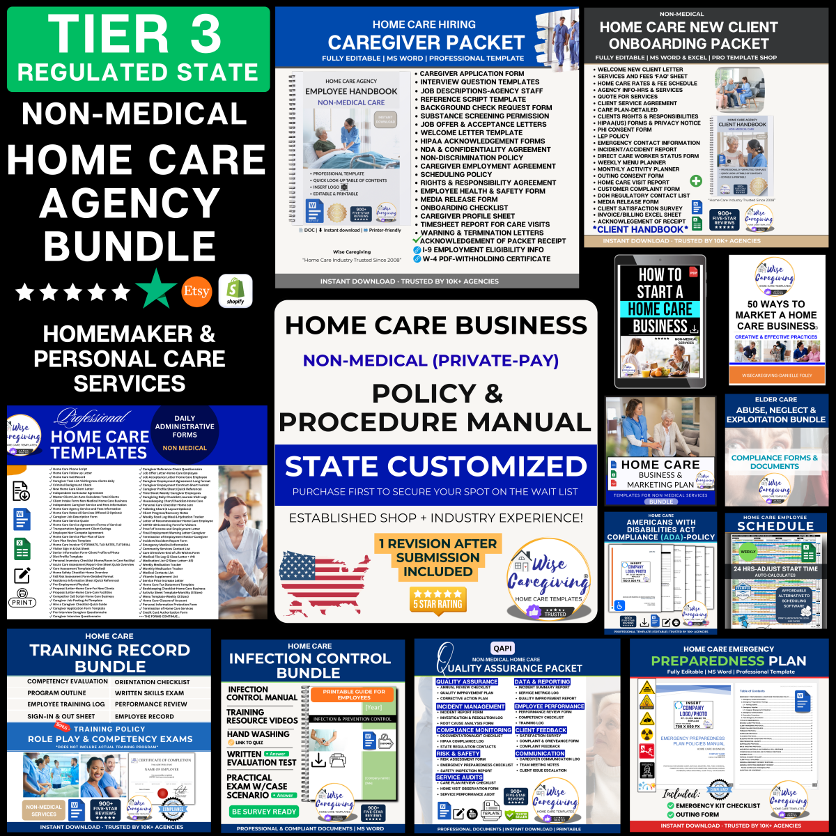Startup Home Care Bundle for Non-Medical Agency that is regulated and requires a license