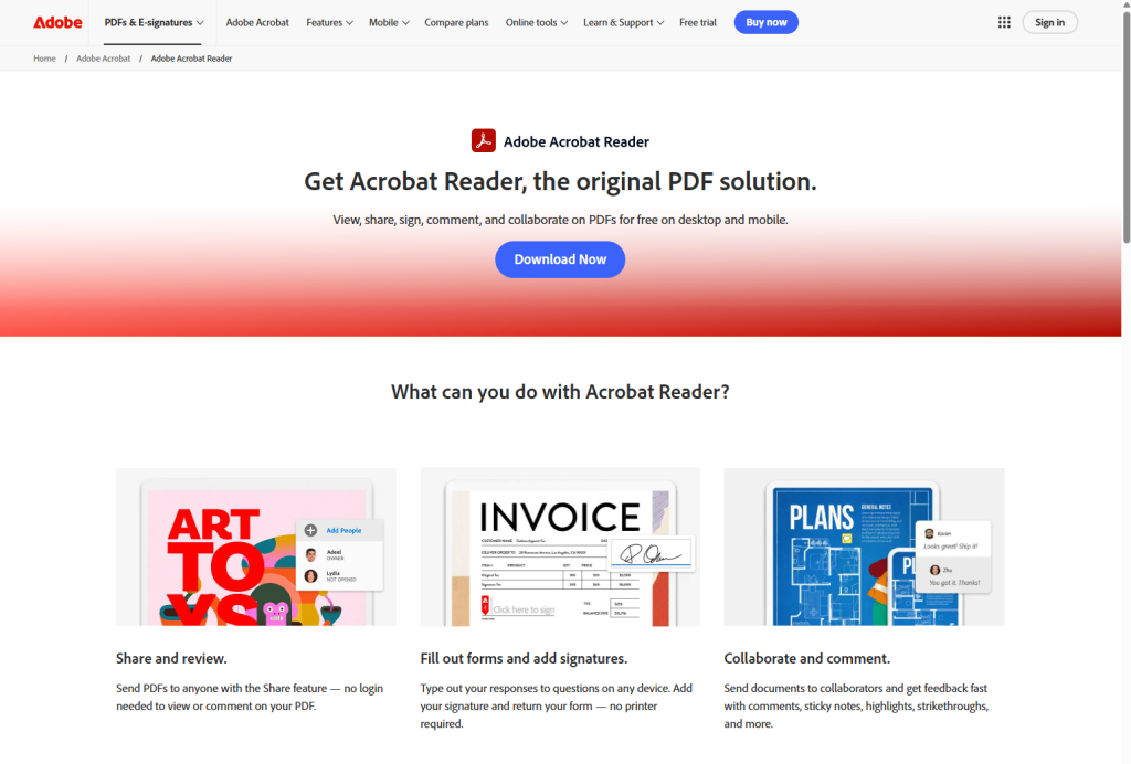 adobe acrobat free features