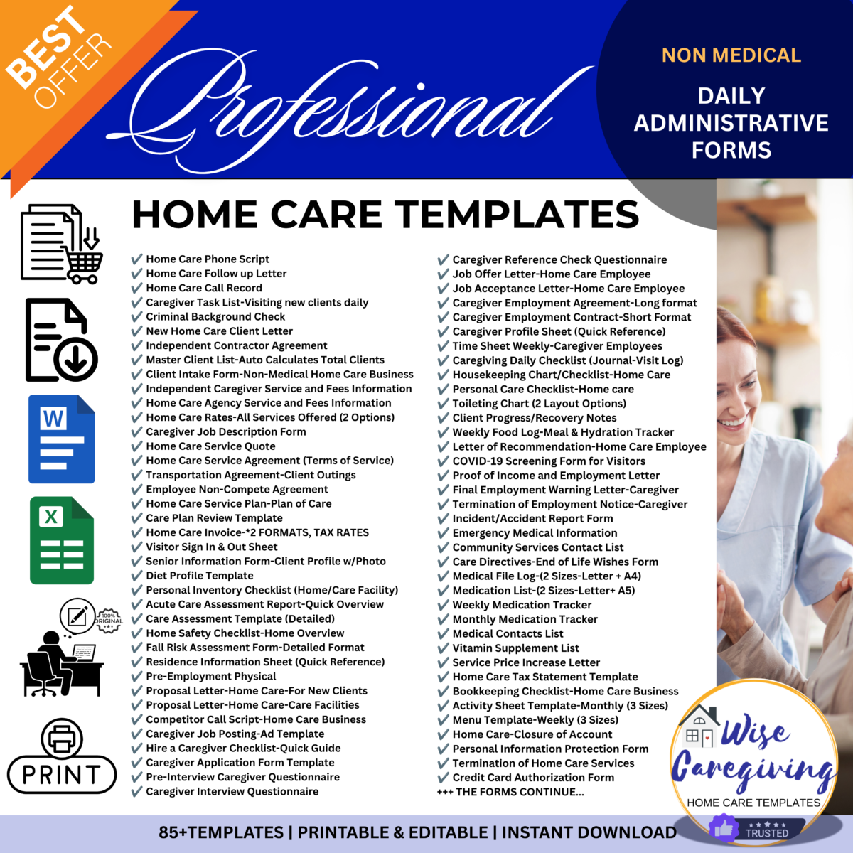 non medical home care business administrative forms bundle
