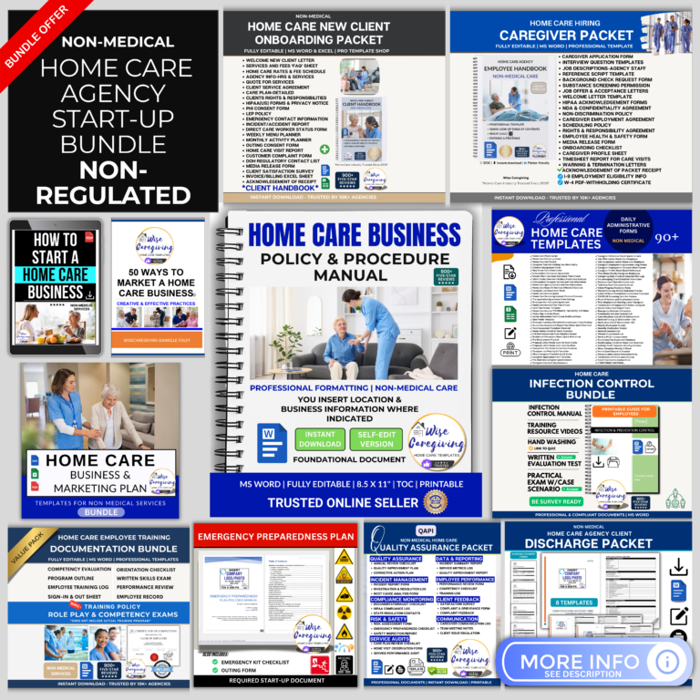 Non-Medical Home Care Agency Start-Up Bundle for non-regulated states by Wise Caregiving